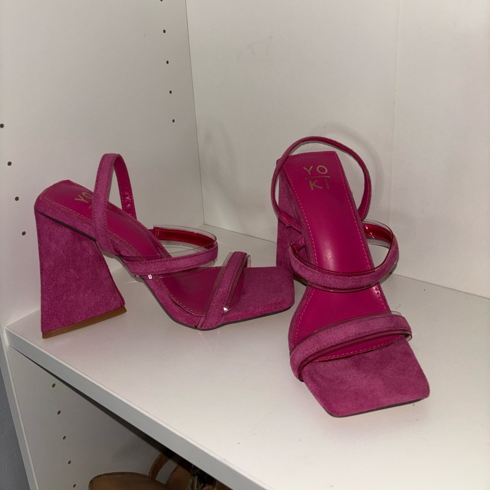 Pink block heels